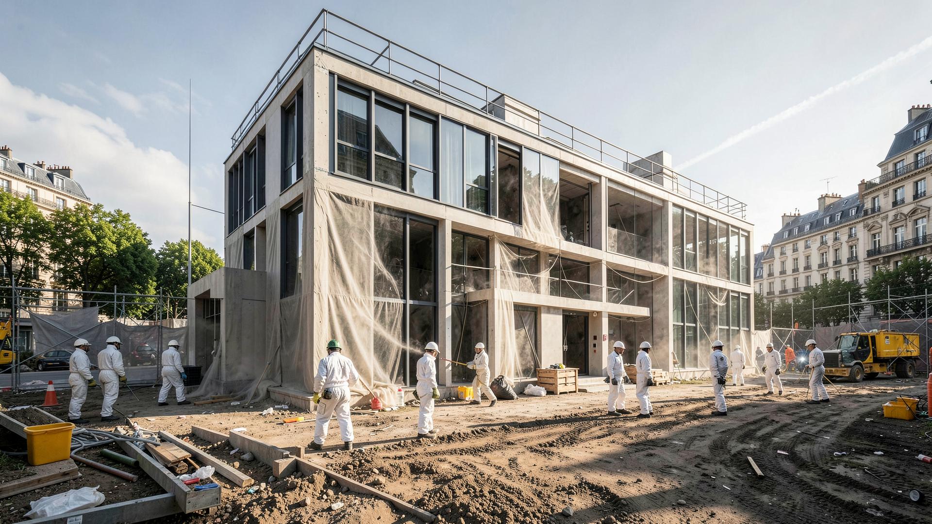 Chantier de désamiantage en Île-de-France